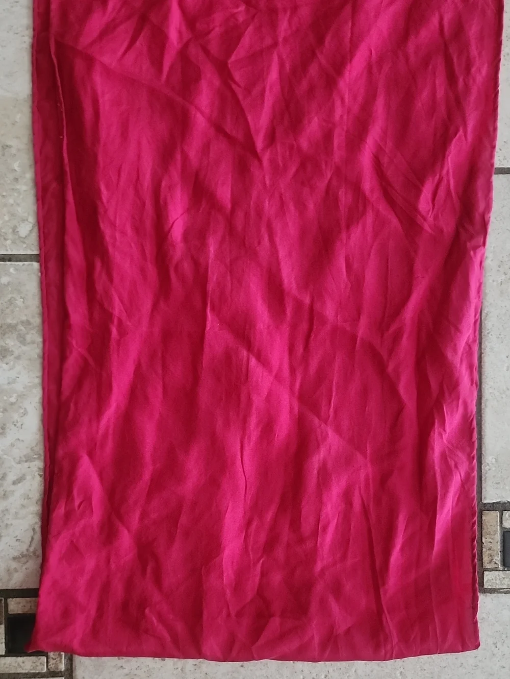 Vtg Made In Korea Sanded Silk Fuschia Pink Scarf